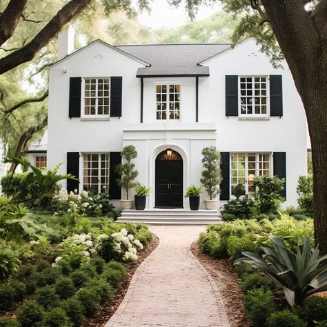 3 Tips for Maintaining a White Paint House Exterior • 333+ Inspiring Lifestyle Ideas Painted Brick Farmhouse, White House’s, Painted Brick Colonial, Updated Colonial Exterior, White Colonial House Exterior, Cream Exterior House Color, White Duck Exterior, Paint House Exterior, White Paint House