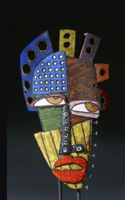 Kimmy Cantrell, Abstract Pottery, Pottery Face, Afrikaanse Kunst, Abstract Face Art, Hur Man Målar, Cardboard Art, Masks Art, Clay Masks