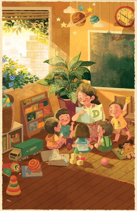 Teachers Illustration, Book Illustration Design, Illustration Art Kids, Calendar 2022, Picture Books Illustration, Book Illustration Art, Art And Illustration, Kids' Book, Childrens Illustrations