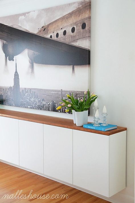 DIY Furniture: 8 Favorite IKEA "Fauxdenza" Tutorials Diy Credenza, Sideboard Diy, Amazing Ikea Hacks, Diy Storage Projects, Besta Ikea, White Cabinet, Ikea Besta, Diy Ikea, Ikea Cabinets