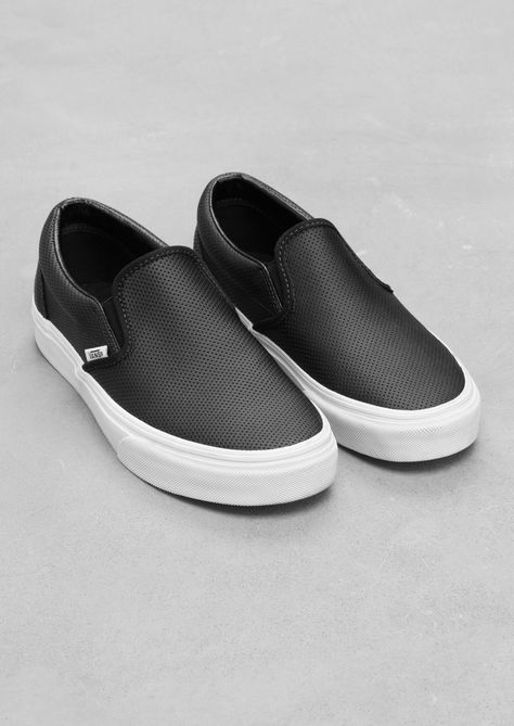 & Other Stories | Vans Classic Slip-On Leather. Featuring a perforated leather upper, fine stitching, and the Vans logo sewn to the outer edge. Tenis Vans, Vans Logo, Perforated Leather, Sneakers Outfit, Grunge Style, Crazy Shoes, Vans Classic, Shoe Obsession, Mode Inspiration