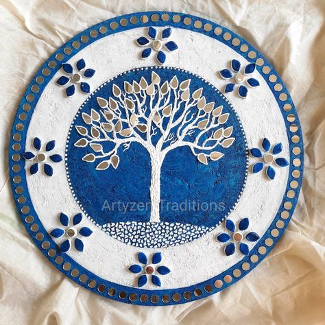 Excited to share the latest addition to my shop: Lippan Art/Mud Mirror Art/Sculpture Painting/Clay Art/Tree of Life/Indian Folk Art/Gujarat Traditional Art/Indian Mirror Wall Mural/Mosaic #blue #etsy #christmas #landscapescenery #wall #treeoflife #treepainting #wallmural https://etsy.me/3AiBQWx Mud Mirror Art, Lippan Art Wall, Painted Mirror Art, Wall Art Diy Paint, Swami Samarth, Kerala Mural Painting, Buddha Art Painting, Lippan Art, Mirror Crafts