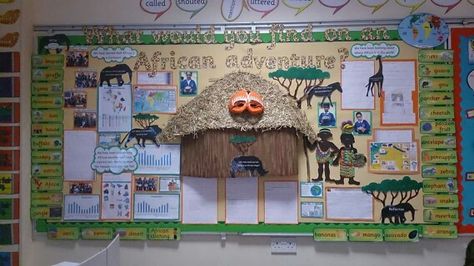 Africa Africa Poster Project, Tanzania School Project, Africa Habitat Project, Africa Display Classroom, Primary School Africa Architecture, Handas Surprise, Year 2 Classroom, Africa Art, Classroom Theme