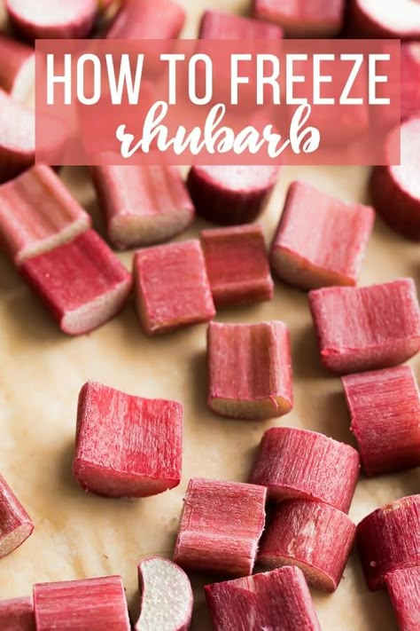 Frozen Rhubarb Recipes, Resep Makanan Beku, Freeze Rhubarb, Pesto Recipes, Freezing Vegetables, Rhubarb Desserts, Rhubarb Crisp, Rhubarb Recipes, Strawberry Rhubarb