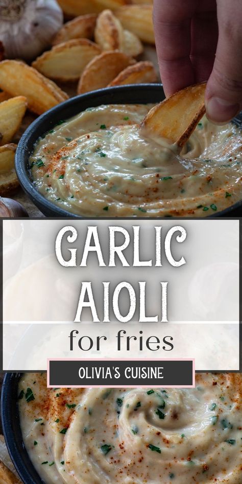 Dip For Fries, Sauce For Fries, Aioli Recipes, Garlic Aioli Sauce, Lemon Garlic Aioli, Garlic Aioli Recipe, Garlic Roaster, Roasted Garlic Aioli, Aioli Sauce