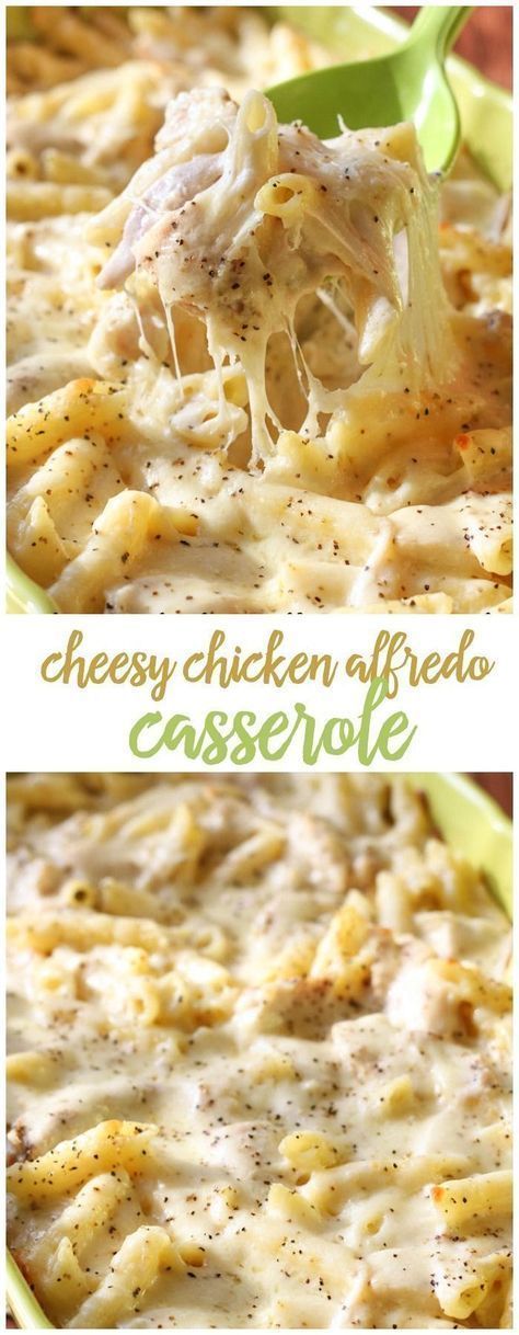 DELICIOUS Cheesy Chicken Alfredo Casserole - one of our favorite dinner recipes! Cheesy Chicken Alfredo, Alfredo Casserole, Chicken Alfredo Casserole, Resep Pasta, Favorite Dinner, Favorite Recipes Dinner, Chicken Alfredo, Cheesy Chicken, Main Dish Recipes