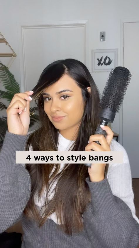 cynthiadhimdishair on Instagram: Which way is your favorite way to style bangs? ☝🏽 Products used: @colorwowhair Raise the Root Volume Spray for volume @colorwowhair Cult… Ways To Style Bangs, Raise The Root, Style Bangs, Braids Volleyball, Hair Tips Video, Hairstyles Volleyball, Sports Hairstyles, How To Style Bangs, Hair Stylies