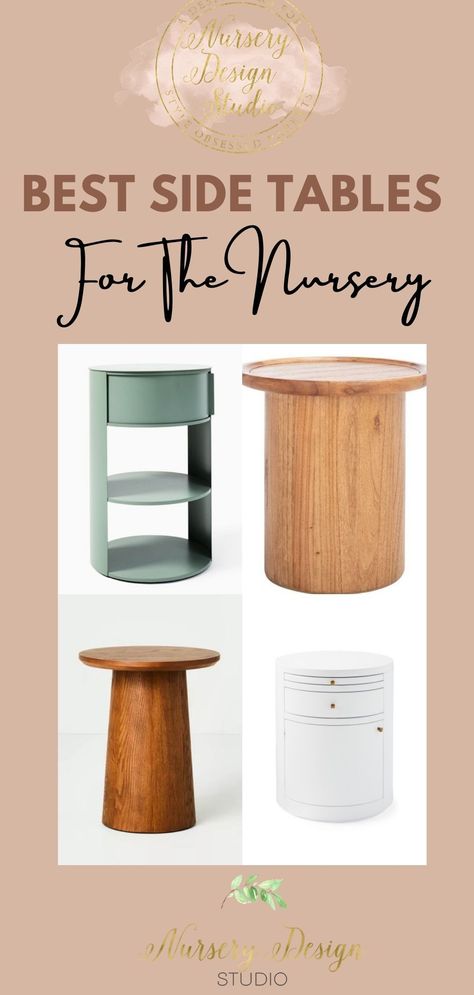 Even if your nursery is really small— it’s nice to have a side table where you can set a glass of water, drop your phone and keep nursing essentials and so on. Ahead, we've rounded up the best side tables for the nursery. Rocking Chair Table Nursery, Nursing Area In Nursery, Nursery Side Table Ideas, Nursing Table, Nursery Side Table, Nursery Seating, Nursing Essentials, Shared Nursery, Registry Checklist