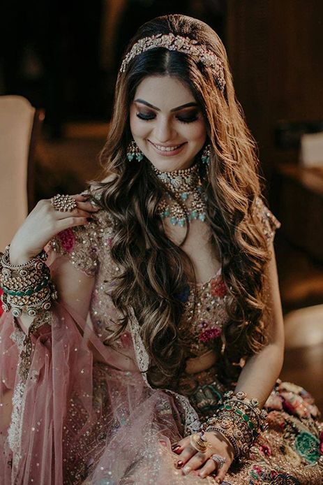 Bohemian Princess Vibe Dusty Pink Teal enameled jewelry Dipak Studios Engagement Dress For Girl, Engagement Dress For Men, Bridal Hair Bands, Light Pink Wedding, Bridal Hairdo, Indian Bridal Dress, Amazing Weddings, Traditional Bride, Dresses For Girls