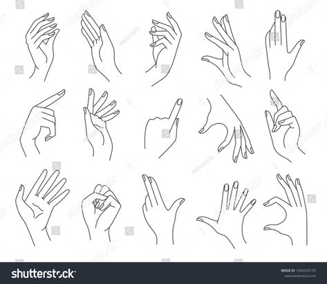 Line woman hands gestures. Women hand shapes vector illustration, drawing female gesture set isolated on white background #Ad , #sponsored, #hand#Women#vector#shapes Hand Gesture Drawing, Gesture Drawing Poses, Woman Hands, Drawing Female, Shapes Vector, Fashion Illustrations Techniques, Hand Drawing Reference, Gesture Drawing, Vector Shapes