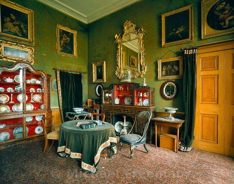 Calke Abbey Mahogany Bookcase, Irish Castles, Old Manor, Castles In Ireland, Peak District National Park, Corinthian Column, Dark House, English Country House, Vintage Interiors