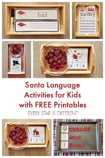 Santa Language Activities for Kids Language Activities For Kids, Montessori Elementary Activities, Language Activities Preschool, Reading Games For Kids, Reindeer Printable, Santa Reading, Montessori Activities Preschool, Santa Stamp, Montessori Shelf