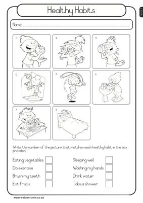 Free-Worksheets-CAPS-GradeR-Lifeskills-T1-HEALTHY-HABITS Healthy Habits Kindergarten, Healthy Habits Activities, Personal Hygiene Worksheets, Healthy Habits Preschool, Healthy Habits For Kids, Michael Stipe, Healthy And Unhealthy Food, Nutrition Classes, Nutrition Course