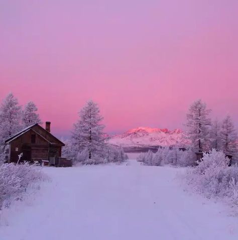 Pink Winter Sky Snowy Woods, Winter Scenery, Maximalism, Snow Scenes, Winter Wonder, Pink Sky, Winter Aesthetic, Winter Landscape, Pretty Places