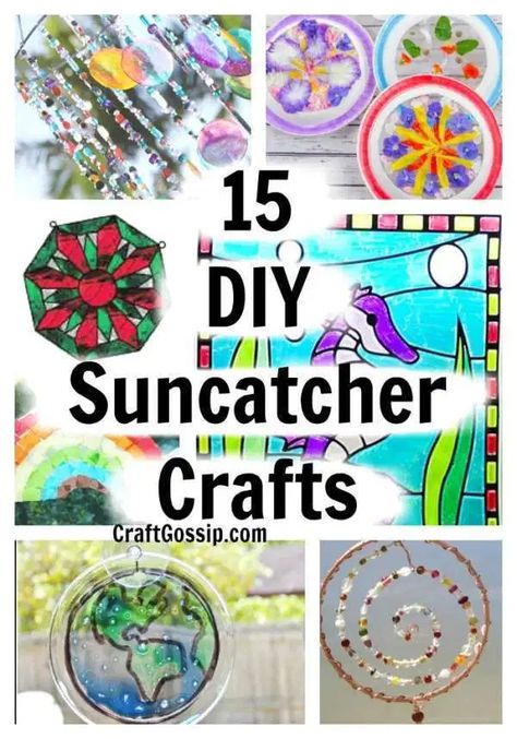 15 DIY Sun-catchers #kidscrafts #preschool #naturecrafts #spring #summer Wood Frames Diy, Craft Patterns Free, Sun Crafts, Suncatcher Diy, Diy Suncatchers, Spring Art Projects, Suncatcher Craft, Nature Collage, Rainy Day Crafts