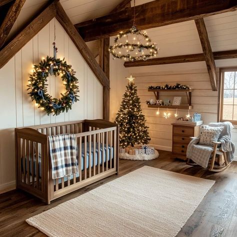 Nicole Gates, Christmas Nursery, Becoming A Mother, Children's Home, Farmhouse Nursery, Beautiful Nursery, Cabin Style, Baby Gift Ideas, Santa Baby