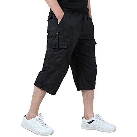 LAVIQK Men's Casual Twill Elastic Cargo Shorts Below Knee Loose Fit Multi-Pocket Capri Long Shorts LAVIQK Black Capri Pants Outfit, Mens Capri Pants, A Good Leader, Good Leader, Style Development, Pants Outfit Men, Black Capri Pants, Capri Shorts, Mens Shorts Summer