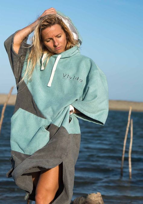 Making adventuring easier for every parent, this plush poncho is great for keeping little ones dry and cosy. Get our Turquoise Teal / Olive Grey poncho towel. Towel Outfit, Towel Clothes, Towel Poncho, Poncho Towel, Beach Poncho, Towel Dress, Grey Poncho, Changing Robe, Dress Purse