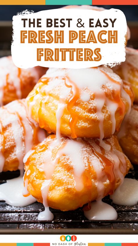 Fresh Peach Fritters, Peach Fritters Easy, Peach Recipes With Fresh Peaches, Baked Peach Fritters Recipes, Recipes With Peach Preserves, Southern Peach Fritters, Baked Peach Fritters, Peach Canned Recipes, Donut Peach Recipes