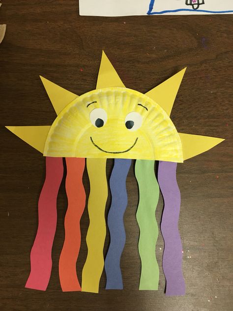 Paper Plate Weather Crafts, Summer Sun Activities For Toddlers, Rainbow Plate Craft, Sun Paper Plate Craft, Sunny Day Craft Preschool, Craft With Plates, Sunshine Art Preschool, Sunshine Name Craft, Summer Season Crafts Preschool