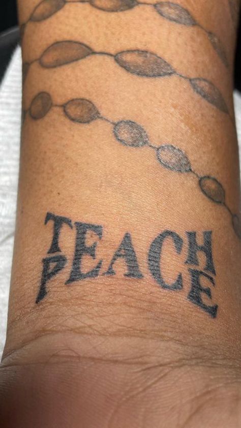 Teach Peace Tattoo, Know Jesus Know Peace, Peace Tattoo, Peace Tattoos, Teach Peace, Word Tattoo, Word Tattoos, Jesus, Tattoos