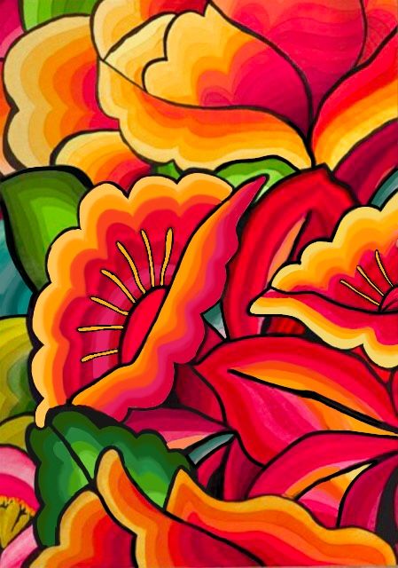 My muse that I can't get over!!!! How To Paint Mexican Flowers, Mexican Folk Art Painting Flowers, Mexico Flowers Art, Aesthetic Noel, Mexican Flowers Illustration, Oaxaca Art Paintings, Oaxaca Art, Mexican Folk Art Painting, Mexican Flowers