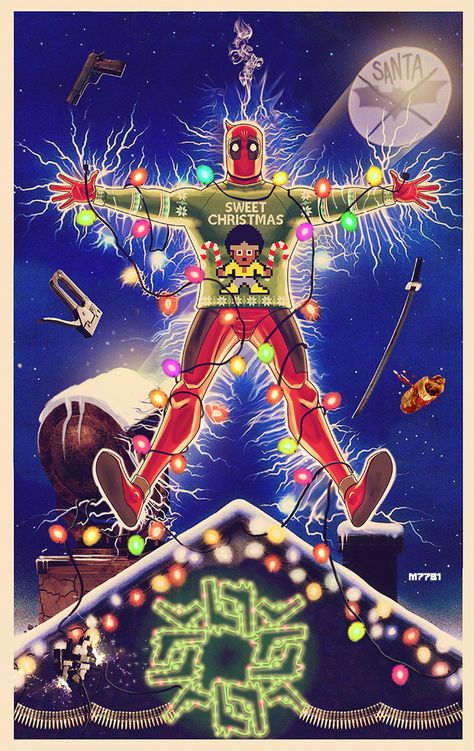 #Deadpool #Fan #Art. (Deadpool Christmas Vacation) By: M7781. (THE * 3 * STÅR * ÅWARD OF: AW YEAH, IT'S MAJOR ÅWESOMENESS!!!™)[THANK Ü 4 PINNING!!!<·><]<©>ÅÅÅ+(OB4E) Deadpool Christmas, Deadpool Y Spiderman, Deadpool Funny, Deadpool Art, Christmas Comics, Deadpool Wallpaper, Deadpool Wolverine, Marvel Deadpool, Marvel Wallpaper