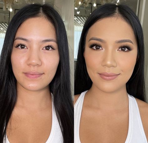 Wedding Makeup For Brown Eyes Asian Natural Looks, Bridesmaid Makeup For Brown Eyes Asian, Asian Bridal Makeup Looks, Simple Bridesmaid Makeup Asian, Wedding Makeup For Asian Brides, Wedding Makeup For Asian Brides Smokey Eye, Asian Smokey Eye, Wedding Makeup Half Asian, Bridal Makeup Half Asian