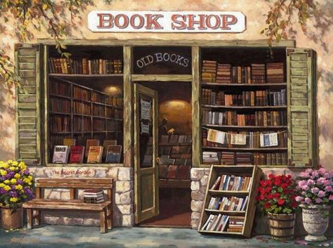 I really love the order and tidiness in this painting Book Cafe, Book Shop, Painted Books, Old Book, Book Store, Book Nooks, Old Books, I Love Books, 5d Diamond Painting