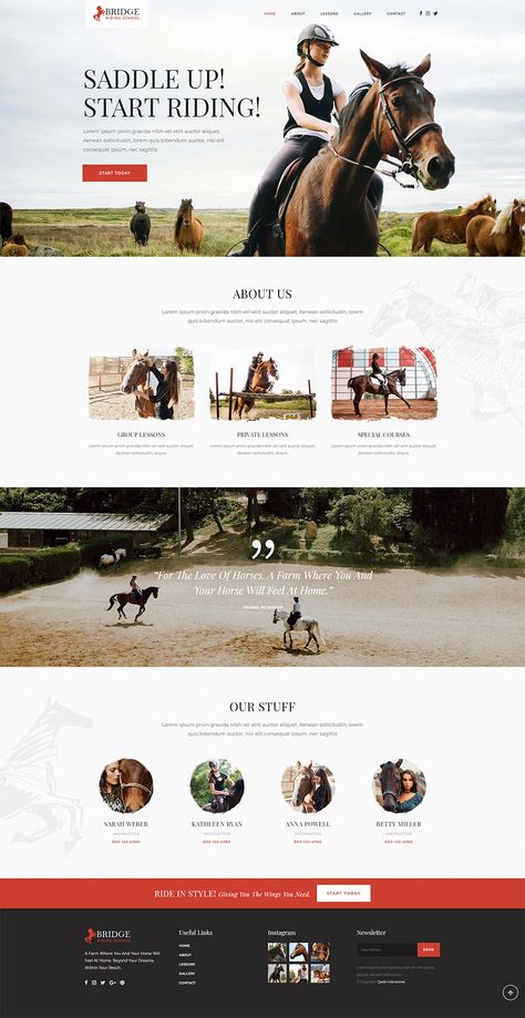 Your horse riding business needs a stunning website. Get Bridge WordPress theme and create one today! #wordpress #theme #design #layout #webdesign #bridge #business #professional #horse #horseriding #club #races #equestrian Post Illustration, Horse Riding School, Website Layouts, Web Ideas, Web Ui Design, Wordpress Theme Design, Web Layout Design, Ghost Town, Website Layout