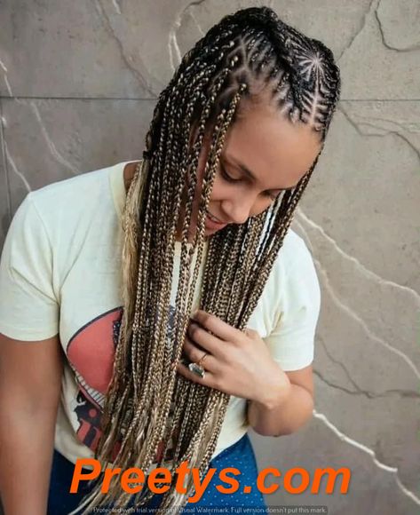 Alicia Keys Vibes: Braided Hairstyles Trends 2024 Preetys.com Geometry Braids, Alicia Keys Style, Beaded Braids, Alicia Keys Braids, African Tops For Women, Summer Braids, Dimensional Blonde, Natural Braids, Braids Styles