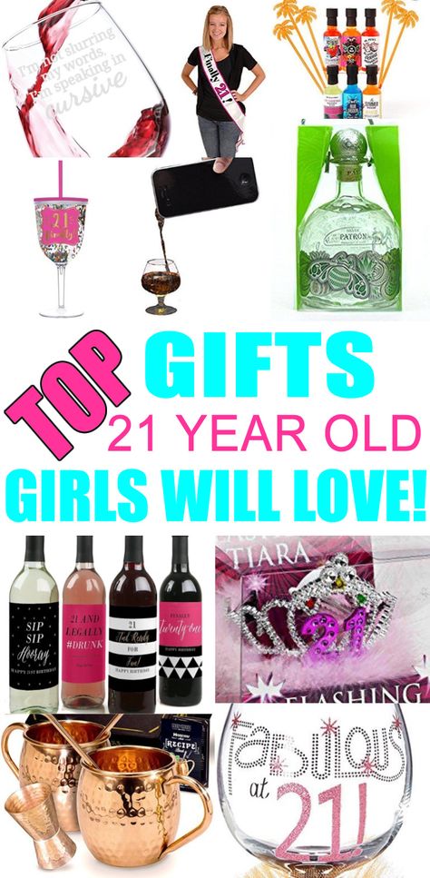 Top 21st birthday gift ideas for girls. Great ideas for best friends, for daughter, for sister, for girlfriends and more. Find fun alcoholic and non alcoholic ideas. Make DIY baskets with the presents that are creative and unique. Turning 21 gifts that rock! Get gift suggestions now! Diy 21st Birthday Gifts, 21st Birthday Gifts For Girls, 21st Birthday Gift Ideas, 21st Birthday Diy, 21st Birthday Girl, 21st Birthday Presents, 21st Bday Ideas, Friend Ideas, Turning 21