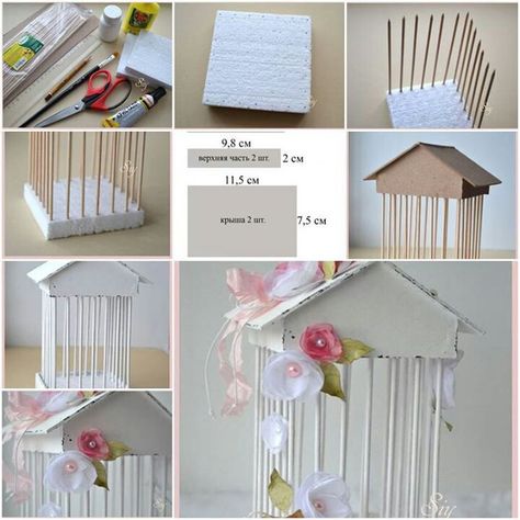 Bird house Thermocol Craft, Diy Paper Crafts Decoration, Paper Flowers Craft, Wood Sticks, Paper Crafts Diy Kids, Origami Crafts, Cardboard Crafts, Diy Home Crafts, Diy Arts And Crafts