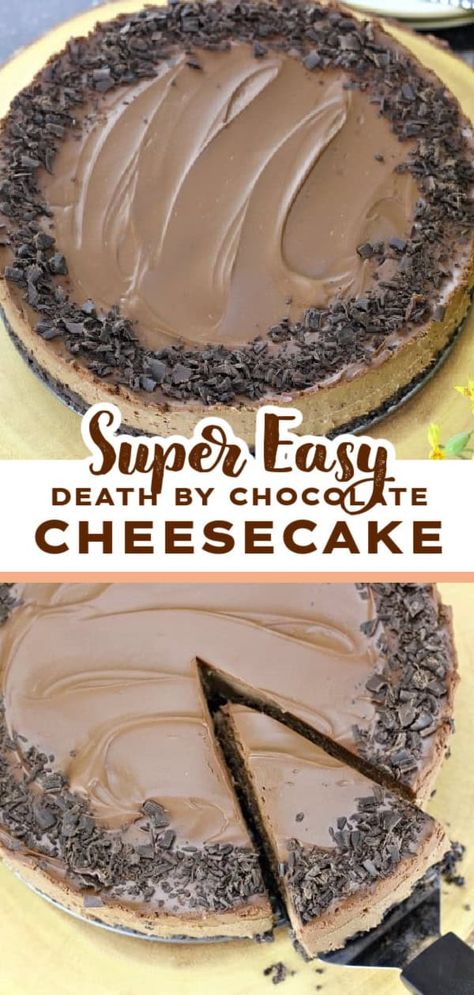 Easy Chocolate Cheesecake, Chocolate Cheesecake Recipe, Creamy Chocolate Cheesecake, Oreo Cookie Crust, Easy Chocolate Desserts, Chocolate Cheesecake Recipes, Oreo Crust, Easy Cheesecake Recipes, Easy No Bake