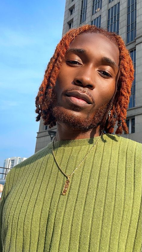 Loc Black Men Hair Colour, Ginger Tincture, Dark Ginger Hair, Ginger People, Twist Hair Men, Ginger Hair Dyed, Ginger Hair Men, Boys Colored Hair, Cool Blonde Hair Colour