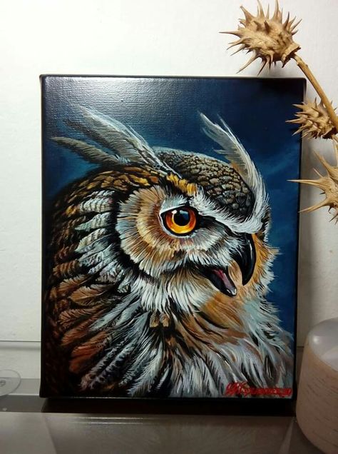 Owl Art Painting, Owl Canvas Painting, Colorful Owl Art, Owl Painting Acrylic, Owl Paintings, Bird Painting Acrylic, Acrylic Painting Inspiration, Owl Watercolor, Scratchboard Art