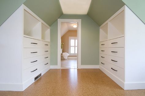 1890s Victorian Home Renovation, Winchester, Massachusetts Sloped Ceiling Closet, Slanted Walls, Victorian Renovation, Attic Closet, Attic Conversion, Attic Bathroom, Attic Design, Attic Bedrooms, Attic Renovation