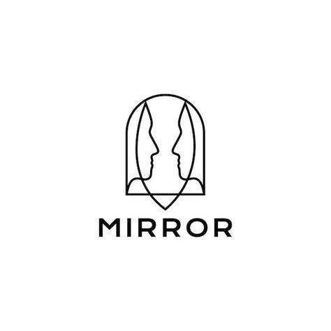 Mirror Logo Design, Mirror Symbol, Mirror Logo Design Ideas, Branded Mirror, Mindfulness Logo, Logo Mirror, Mirror Vector, Line Logo Design, Vector Face