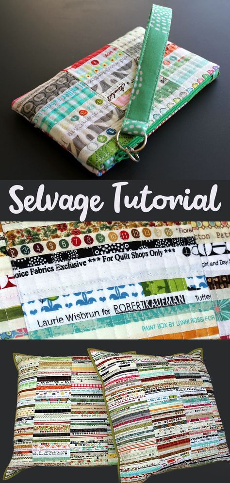 How to Make Selvage Fabric Selvage Sewing Projects, Selvage Projects, Fabric Basket Tutorial, Square Pillows, Pouch Tutorial, Felt Gifts, Large Paper Flowers, Quilt Tutorial, Sewing Tutorials Free