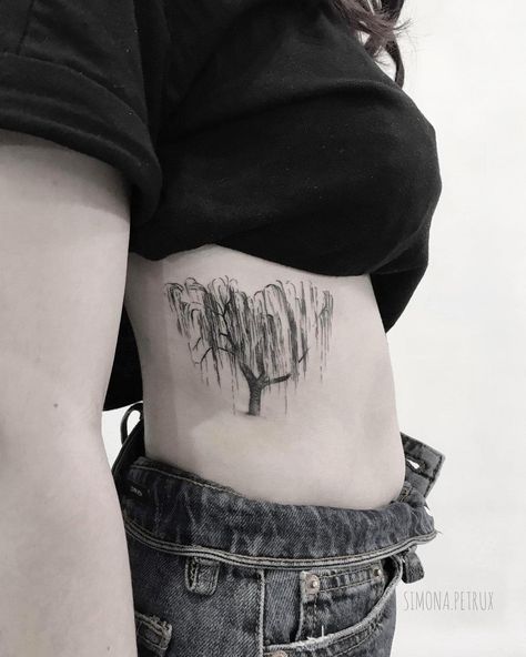 Willow Tattoo Ideas, Weeping Willow Tattoo, Willow Tattoo, Tree Tat, Storm Tattoo, Willow Tree Tattoos, Reaper Tattoo, Botanical Tattoo, Weeping Willow