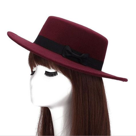 2016 Autumn Winter Mens Hats Fedoras Vintage Women Girls Felt Fedoras Flat Top Jazz Hat Church Hats Bucket Hat Chapeau #HatsForWomenBowler Top Hats For Women, Gambler Hat, Women Fedora, Flat Top Hat, Fedora Hat Men, Sun Visor Hat, Fedora Hat Women, Boater Hat, Wide Brim Fedora