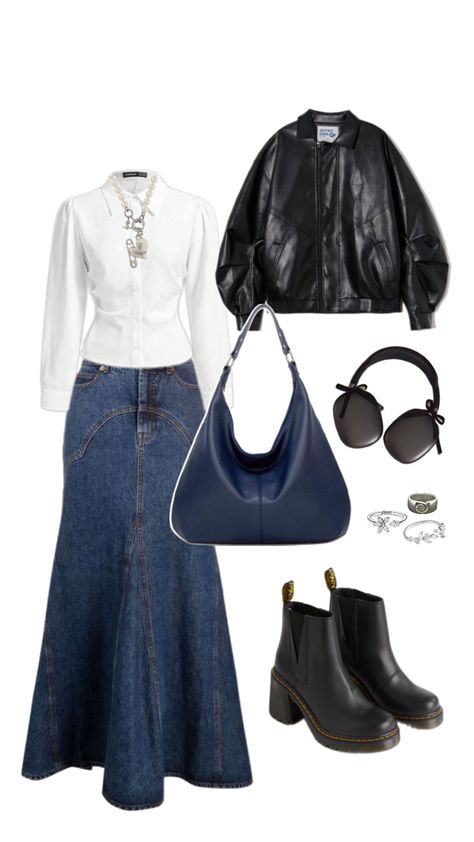 Idea of outfit with a long skirt 💙 Long Skirt Outfit, Muslimah Fashion Casual, Modest Girly Outfits, Street Style Outfits Casual, Winter Cool, Modesty Outfits, Cute Modest Outfits, Long Skirt Outfits, Fashion Top Outfits