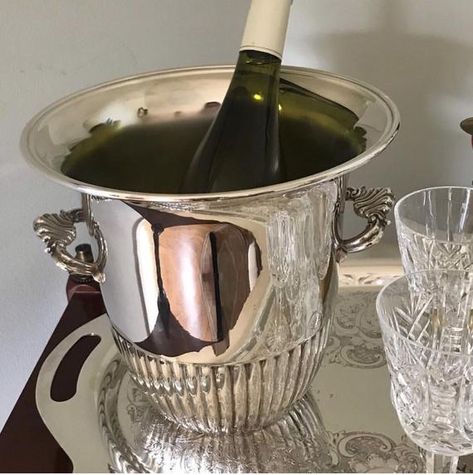 Elegant Champagne Bucket Will Elevate Any Event! Cooler Gift, Champagne Bucket, Wine Gift Baskets, Wine Baskets, Bar Cart Decor, Champagne Buckets, Wine Bottle Holders, Wine Chiller, Elegant Art