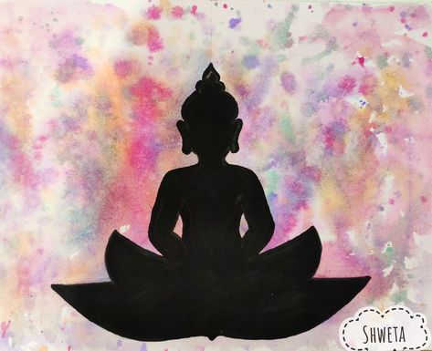 Buddha Painting Simple, Watercolor Buddha, Painting Simple, Art Buddha, Little Buddha, Buddha Painting, Sketches Simple, Easy Watercolor, Creative Drawing