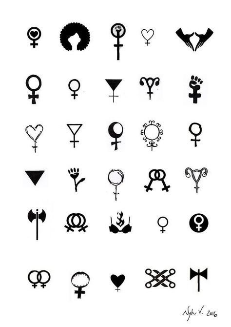 I like the interlocking female insignias but I know you’re also fluid so we could edit. Also just cause they’re small simple feminist pieces and I’m so about it. Feminism Tattoo, Symbol Tattoos With Meaning, Nautical Star Tattoos, Marriage Tattoos, Lotusblume Tattoo, Small Symbol Tattoos, Feminist Tattoo, Hip Thigh Tattoos, Tattoo Magazines