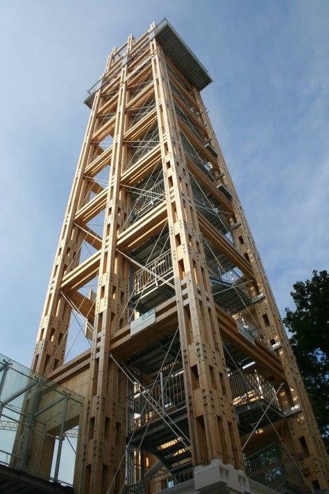 Timber Tower, Wooden Skyscraper, Tower Architecture, Mass Timber, Steel Architecture, Bamboo House Design, Wooden Architecture, Wood Architecture, Bamboo House