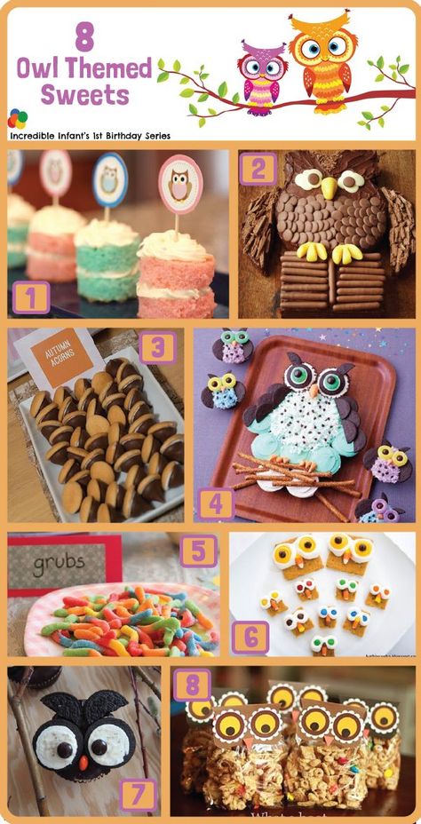 Owl Party Ideas, Owl Birthday Party Ideas, Party Cake Ideas, Owl Themed Birthday Party, Owl Themed Parties, Dduk, Owl Birthday Party, Hersey Kisses, Acorn Cookies