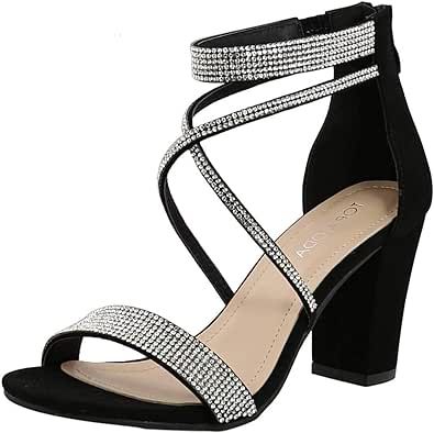 Rhinestone High Heels, Block Sandals, Top Moda, Low Heel Pumps, Rhinestone Sandals, Embellished Sandals, Strappy Sandals Heels, Women Formals, Chunky Block Heels