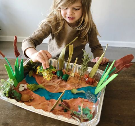 Ecosystems Diorama, First Grade Homeschool, Homeschool Unit Studies, River Model, Pond Habitat, Pond Crafts, Environmental Activities, Habitats Projects, Diy Playdough