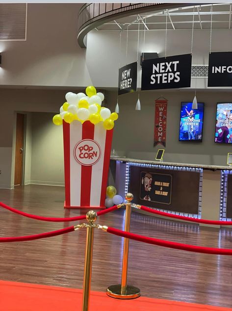 At The Movies Church Decor, Shine Vbs 2024, Shine Vbs Decorations, Theme Nights, Arise And Shine, Vbs 2024, Church Signs, Church Events, Lights Camera Action